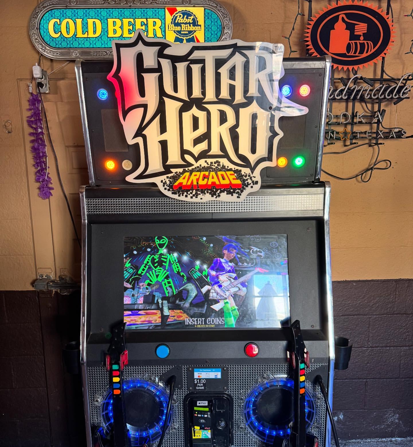 Guitar Hero arcade machine at Bruno's Dive Bar