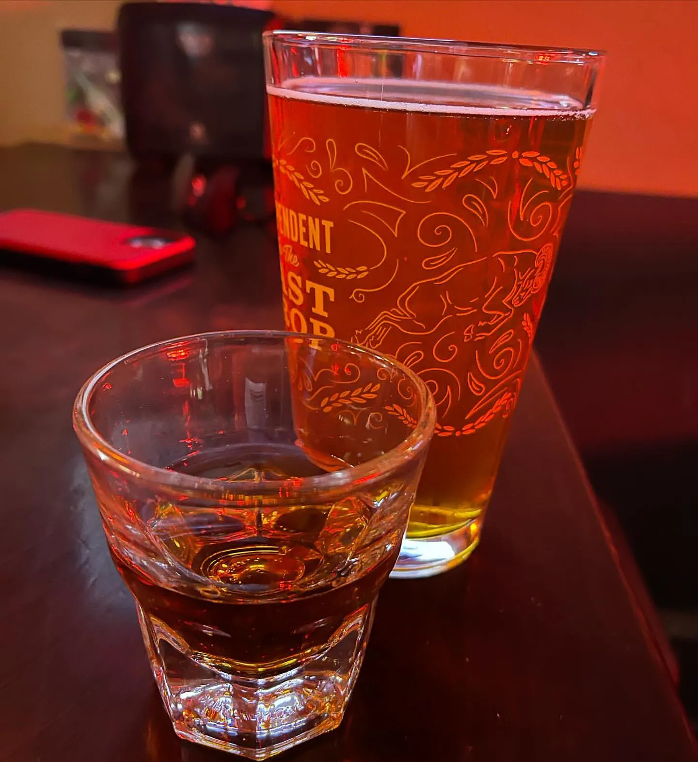 Shot and beer combo at Bruno's
